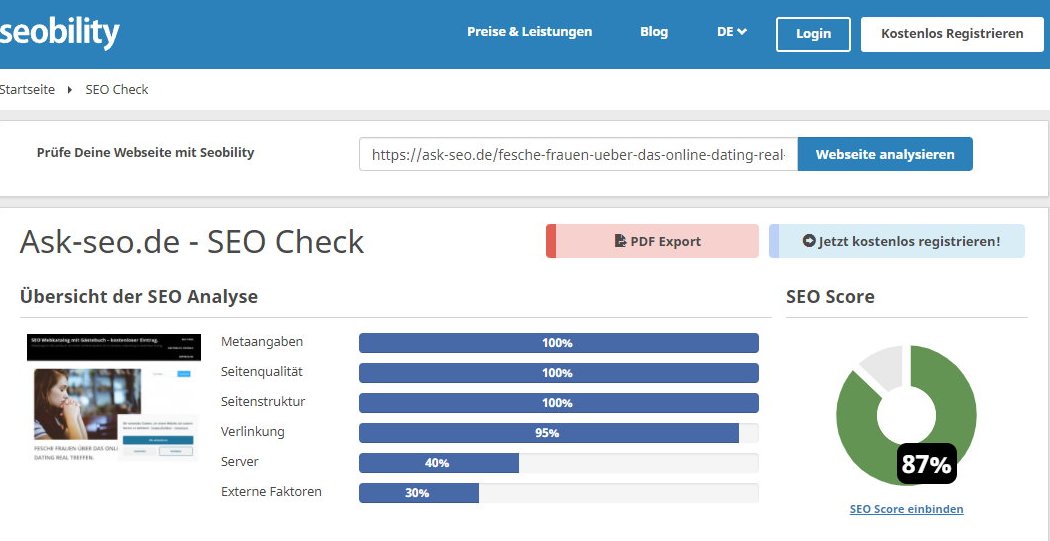 Fesche Frauen online Dsting SEO 87%